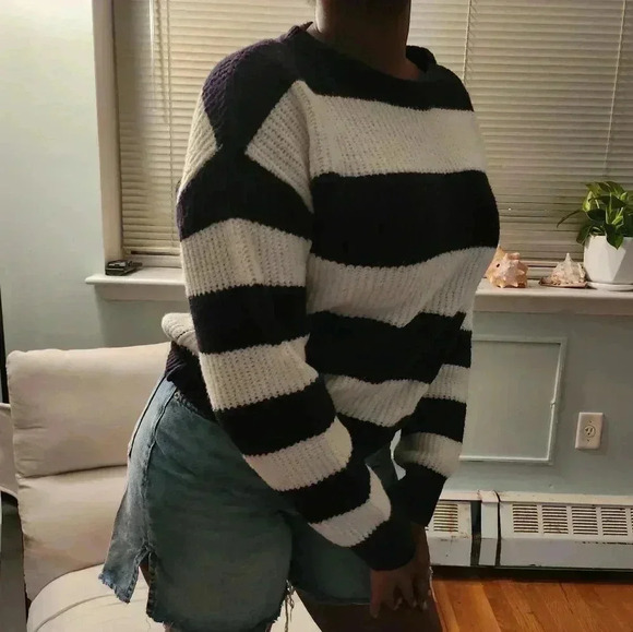Who Wore What Chunky Black And White sweater - Picture 1 of 10